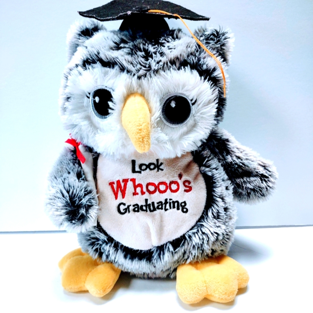 Dan Dee Graduation Gray Owl Look Whooo's Graduating Diploma Plush  12.5"